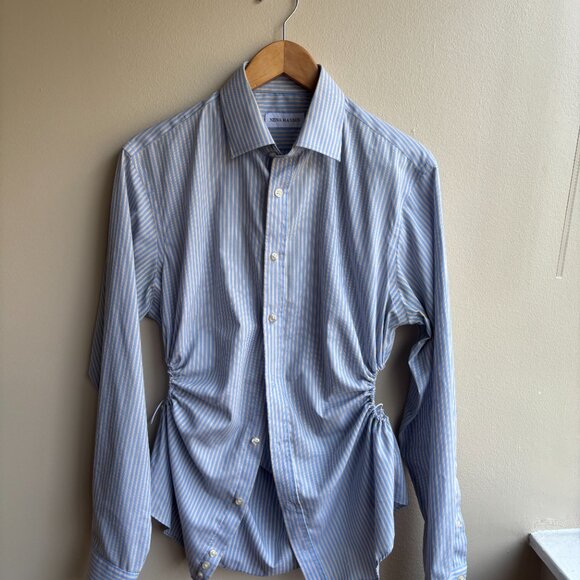 cute upcycled nena hansen cut out button down - Picture 1 of 3
